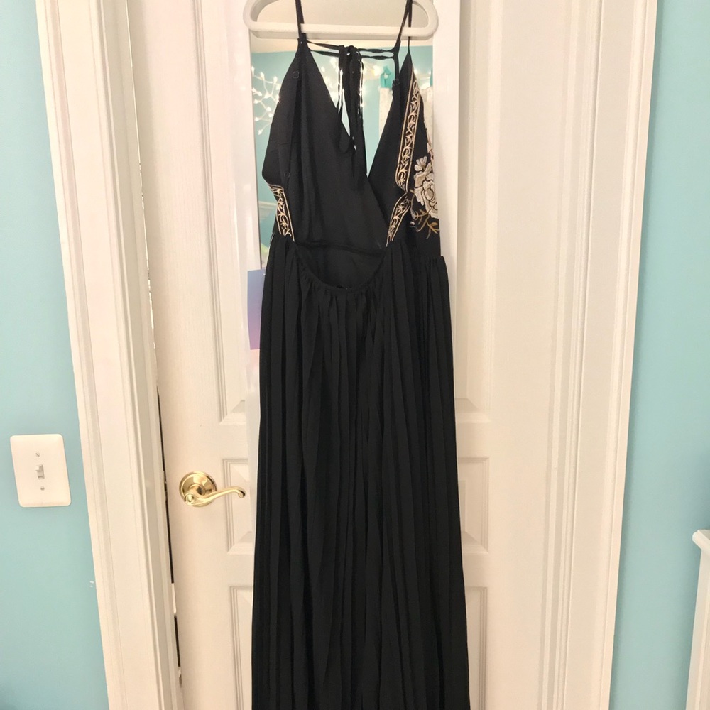PromGirl Long Black Chiffon Prom Dress - Picture 5 of 7